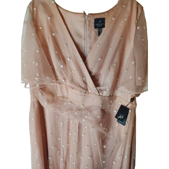 Adrianna Papell MelloBlush Metallic Flutter Sleeve Gown, NWT, 22W - Picture 2 of 6
